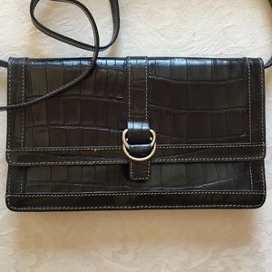 Jones New York Black Leather Clutch Bag